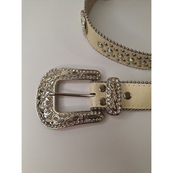 Women\'s Genuine Leather Embellished‎ Rhinestone Western Belt w/Buckle Sz L/XL main image 9